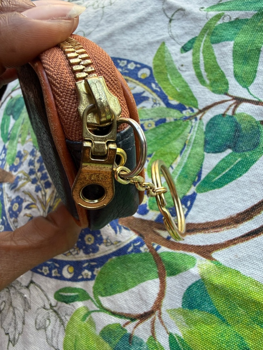 Dooney & Bourke Black Pebbled Leather Key & Card Holder with Brown Trim - Picture 3 of 10